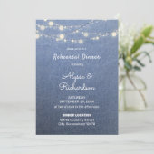 Jean, Lace & String Lights Probe Dinner Einladung (Stehend Vorderseite)