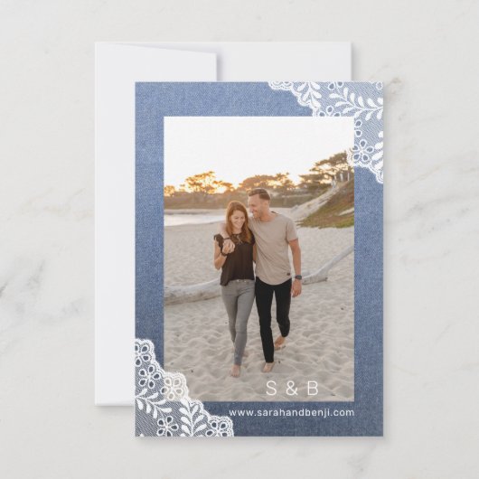 Jean Lace & String Lights Save the Date V2 Foto (Rückseite)