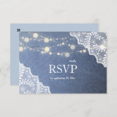 Jean Lace & String Lights Wedding w/Meal RSVP Karte (Vorne/Hinten)