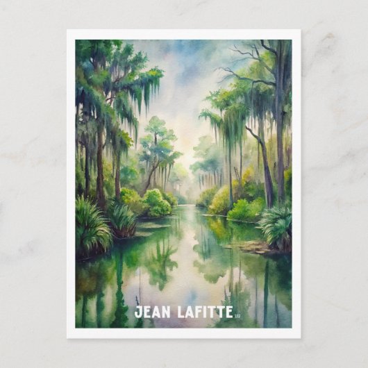 Jean Lafitte Park Wasserfarben Malerei Postcard Postkarte (Vorderseite)