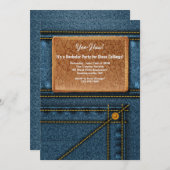 Jean Leather Square Tag Bachelor Party Einladung (Vorne/Hinten)