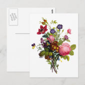 Jean Louis Prevost Rose und Pansy Bouquet Postkarte (Vorne/Hinten)