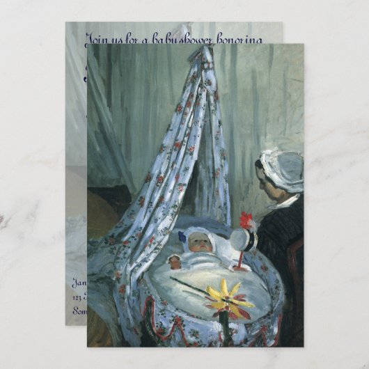 Jean Monet in Cradle von Claude Monet, Babydusche Einladung (Vorne/Hinten)