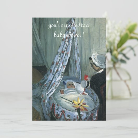 Jean Monet in Cradle von Claude Monet, Babydusche Einladung (Stehend Vorderseite)