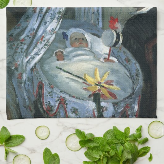 Jean Monet von Claude Monet in Seiner Wiege Geschirrtuch (Gefaltet)
