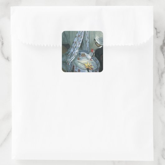 Jean Monet von Claude Monet in Seiner Wiege Quadratischer Aufkleber (Tasche)