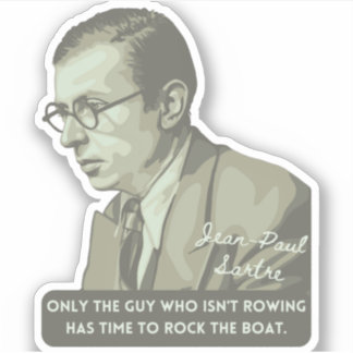 Jean-Paul Sartre Portrait and Quote Aufkleber