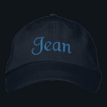 Jean Personalisiert bestickte Baseball Cap Baseballkappe<br><div class="desc">Jean-Name auf individualisierbare bestickte Baseball Cap / Baseball Hut in blau,  von 369MyName. ... ... ... ...  Unsere personalisierten Produkte sind so konzipiert,  dass Sie den Text leicht ändern können... ... ... .</div>