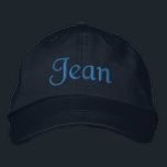 Jean Personalisiert bestickte Baseball Cap Baseballkappe<br><div class="desc">Jean-Name auf individualisierbare bestickte Baseball Cap / Baseball Hut in blau,  von 369MyName. ... ... ... ...  Unsere personalisierten Produkte sind so konzipiert,  dass Sie den Text leicht ändern können... ... ... .</div>