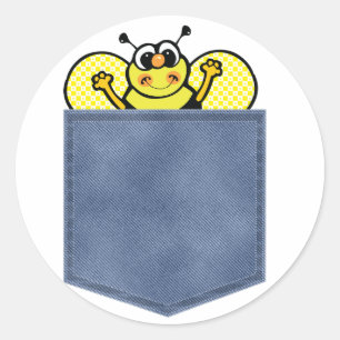 Jean Pocket Bumble Bee Runder Aufkleber