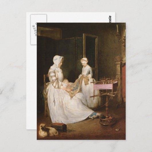 Jean-Simeon Chardin - Die fleißige Mutter Postkarte (Vorne/Hinten)