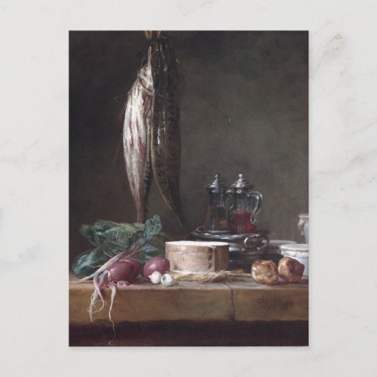 Jean-Siméon Chardin Stillleben mit Fisch Postkarte (Vorderseite)