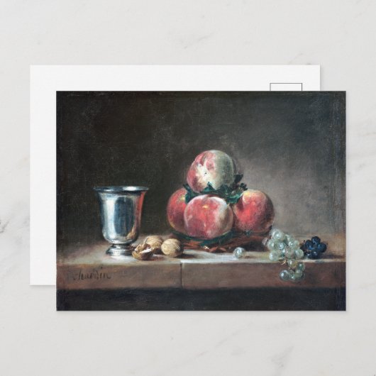 Jean-Siméon Chardin Stillleben mit Pfirsichen Postkarte (Vorne/Hinten)