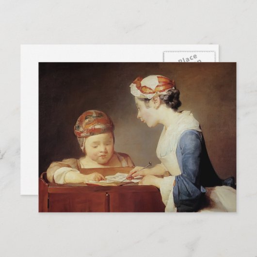 Jean-Simeon Chardin - The Young Schoolmistress Postkarte (Vorne/Hinten)
