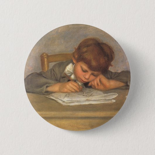 Jean Zeichnend von Pierre Renoir, Vintage Kunst Button (Vorderseite)