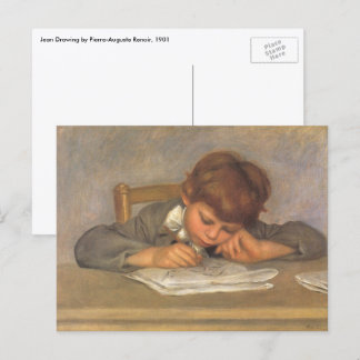 Jean Zeichnend von Pierre Renoir, Vintage Kunst Postkarte