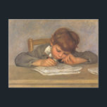Jean Zeichnend von Pierre Renoir, Vintage Kunst Postkarte<br><div class="desc">Jean Zeichn (1901) von Pierre Renoir ist ein Vintager Impressionismus feine Kunst Familie Portrait Gemälde. Der Sohn des Künstlers als kleiner Junge sieht aus wie ein Student, der seine Hausaufgaben für die Schule macht oder studiert. Jean zeichne, zeichnet oder färbt sich. Über den Künstler: Pierre-Auguste Renoir (1841-1919) war ein führender...</div>