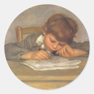 Jean Zeichnung von Pierre Renoir, Vintage Fine Art Runder Aufkleber