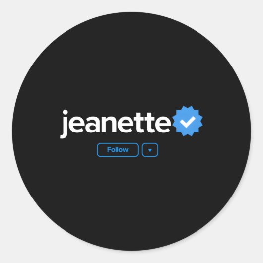 Jeanette First Name Verified Abzeichen Social Medi Runder Aufkleber (Vorderseite)