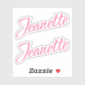 Jeanette Name in Pink x2 Aufkleber (Blatt)