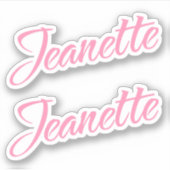 Jeanette Name in Pink x2 Aufkleber (Vorderseite)