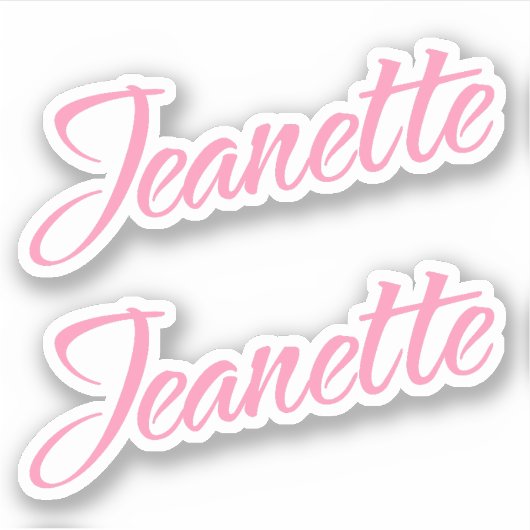 Jeanette Name in Pink x2 Aufkleber (Vorderseite)