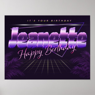 Jeanette Name Vorname lila retro Geburtstag Poster