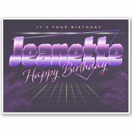 Jeanette Name Vorname retro Sticker Geburtstag (Vorderseite)
