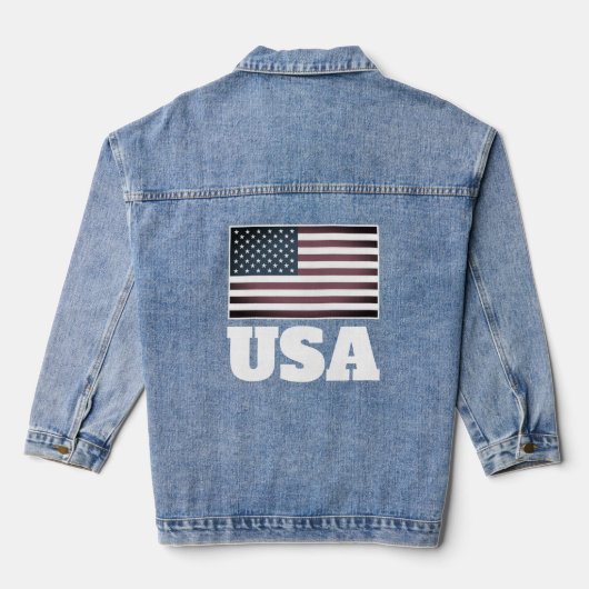 Jeanjacke mit Vintager amerikanischer Flagge Jeansjacke (Rückseite)