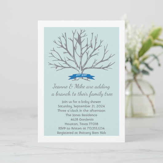 Jeanne Baby Dusche Einladung (Stehend Vorderseite)