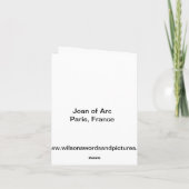 Jeanne d'Arc Statue Notecard Karte (Rückseite)