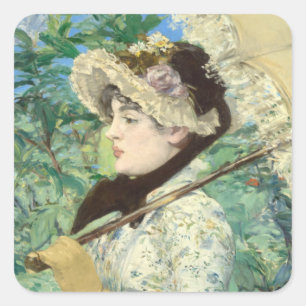 Jeanne (Frühjahr) Edouard Manet Quadratischer Aufkleber
