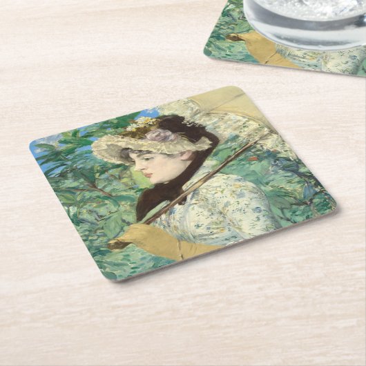 Jeanne (Frühjahr) Edouard Manet Rechteckiger Pappuntersetzer (angewinkelt)