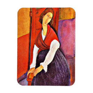 Jeanne Hebuterne in a Red Shawl von Modigliani Magnet
