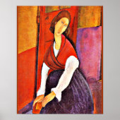 Jeanne Hebuterne in a Red Shawl von Modigliani Poster (Vorne)