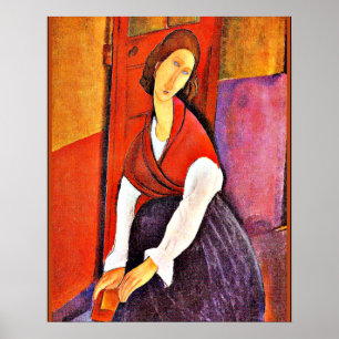 Jeanne Hebuterne in a Red Shawl von Modigliani Poster