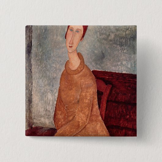 Jeanne Hebuterne in einem gelben Pullover, 1918-19 Button (Vorderseite)