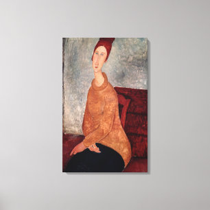Jeanne Hebuterne in einem gelben Pullover, 1918-19 Leinwanddruck