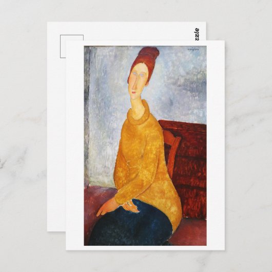 Jeanne Hebuterne in Yellow Sweater, Modigliani Postkarte (Vorne/Hinten)