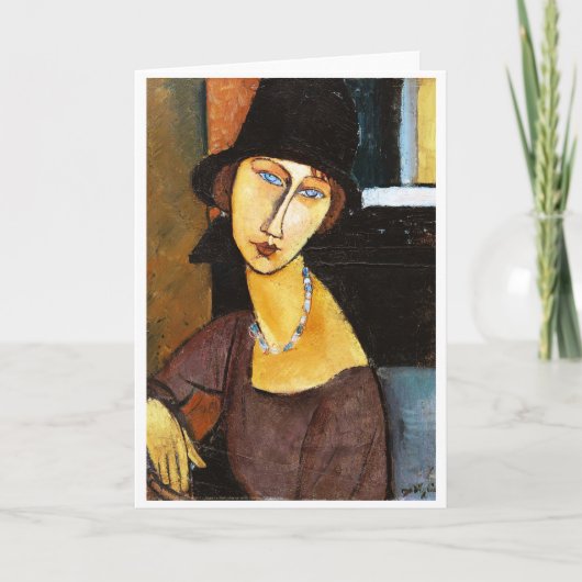 Jeanne Hebuterne mit Hut und Necklace, Modigliani Karte (Vorderseite)