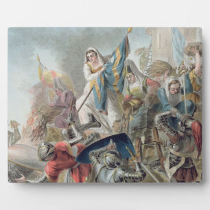 Jeanne Laisne hebt einen Standard gegen die Männer Fotoplatte