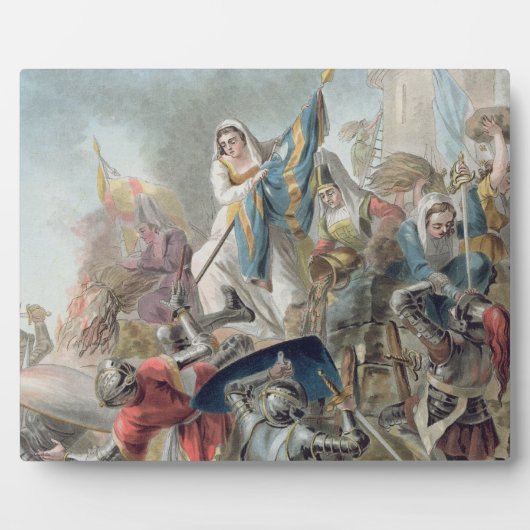 Jeanne Laisne hebt einen Standard gegen die Männer Fotoplatte (Vorderseite)