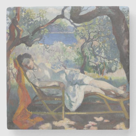 Jeanne Schlafen in einem schönen französischen Gar Steinuntersetzer (Vorderseite)