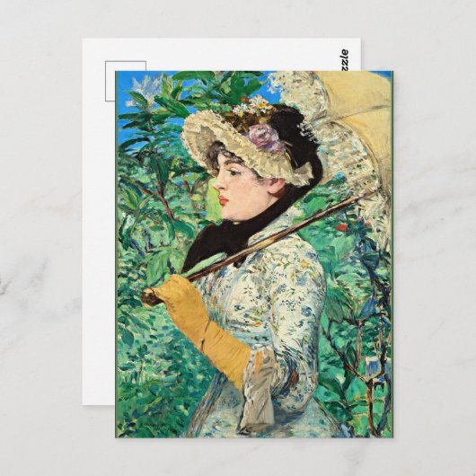 Jeanne Spring, berühmtes Gemälde von Edouard Manet Postkarte (Vorne/Hinten)