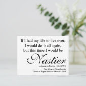 Jeannette Rankin Zitat "Eklige Frau" Postkarte (Stehend Vorderseite)