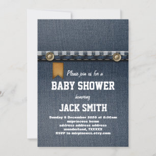 Jeans, Cowboy, Western Babydusche Einladung