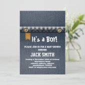 Jeans, Cowboy, Western Babydusche Einladung (Stehend Vorderseite)