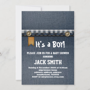 Jeans, Cowboy, Western Babydusche Einladung