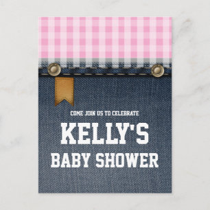 Jeans, Cowboy, Western Babydusche Einladungspostkarte