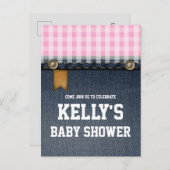 Jeans, Cowboy, Western Babydusche Einladungspostkarte (Vorne/Hinten)